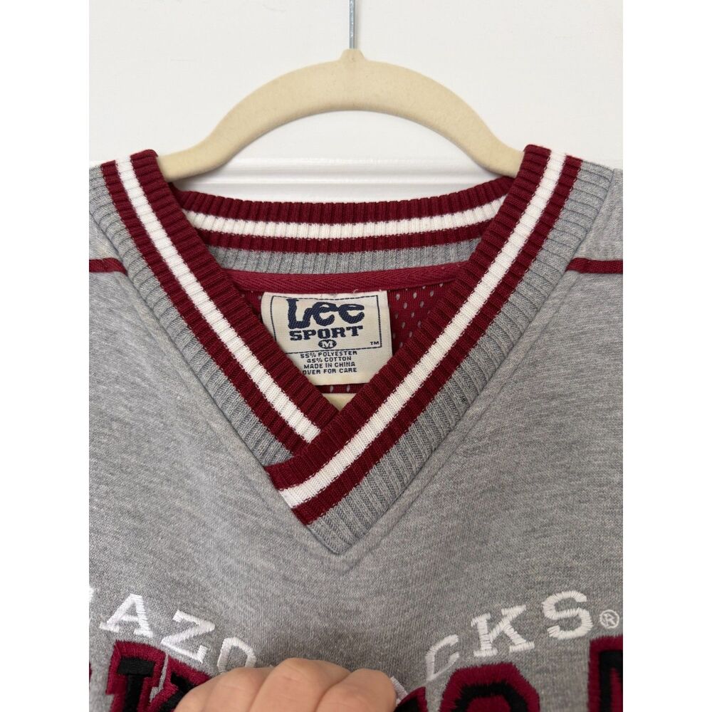 Vintage Lee Sport Arkansas Razorbacks Embroidered V-Notch Crewneck Medium